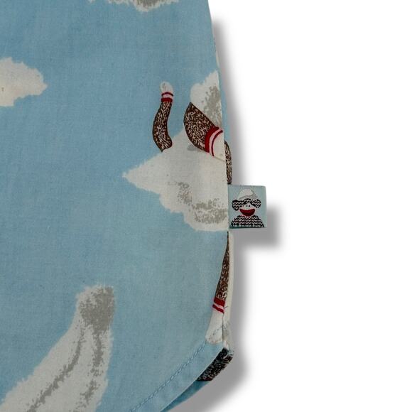 Nick & Nora Ruffle Sock Monkey Pajamas Set Women's Sz XL Blue Clouds 100% Cotton - Picture 11 of 12